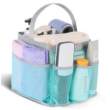 Mesh Shower Caddy Portable, 8-Pocket Large Capacity, Quick Mint Green-Grey