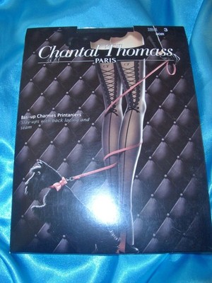 Chantal Thomass Paris edle Nahtnylons halterlose Strümpfe Gr. 3/M schwarz Schnür