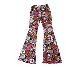 Retro Women's 70's Vibe Floral Flare Pants - Size M 7-9 