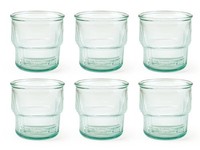 H&h 6 Stapelbare RIB TrinkgläSer Aus Recyceltem Glas Cl.32