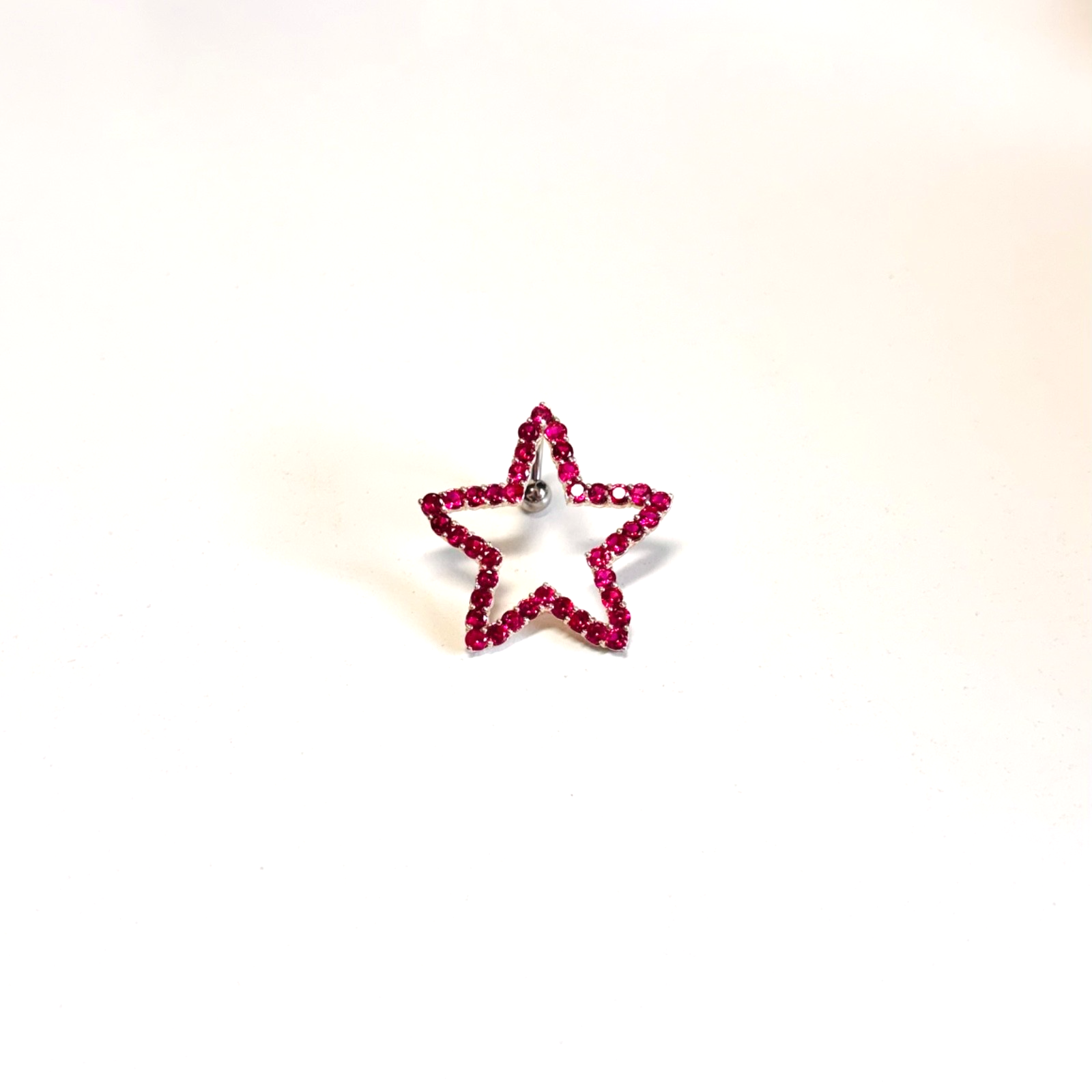 BELLY BUTTON jewelry Sterling silver star lab created ruby 40 stones 1 ...
