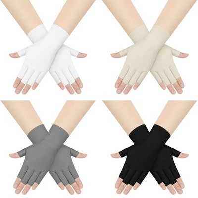 Sureio 4 Pairs Sun Protection UV Gloves for Women Fingerless Hand UV Protecti...
