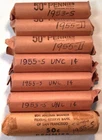 Lot 7 1955 DS 53S Lincoln Cent Uncirculated Rolls Original Anti-Tarnish Penny 1C
