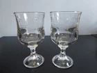 Vtg Anchor Hocking Savannah Water Goblets Clear Glass Embossed Floral - Set of 2
