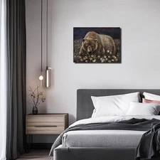 ZHENGYIN Brown Grizzly Bear Wall Art, Rustic Cabin Lodge Wildlife Canvas Print, 