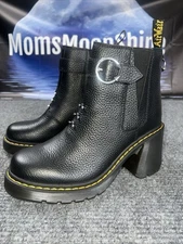 Dr Martens Spence HDW Milled Napa Black Leather Wms 10 Boots Piercings Punk Goth