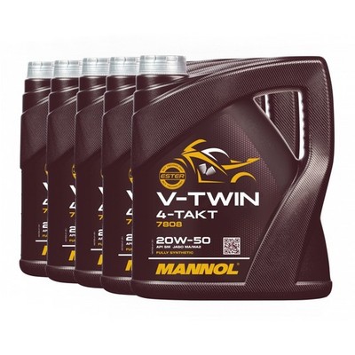MANNOL V-TWIN SAE 20W-50 for Harley Davidson Motorradöl, JASO MA/MA2, 5x4 Liter