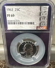 1963 Washington Silver Quarter 25c Proof NGC PF69 Slight Die Rotation