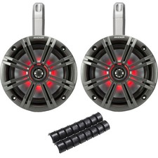 Kicker White Weatherproof Tower Enclosures 6.5" Charcoal Marine LED OEM Speakers