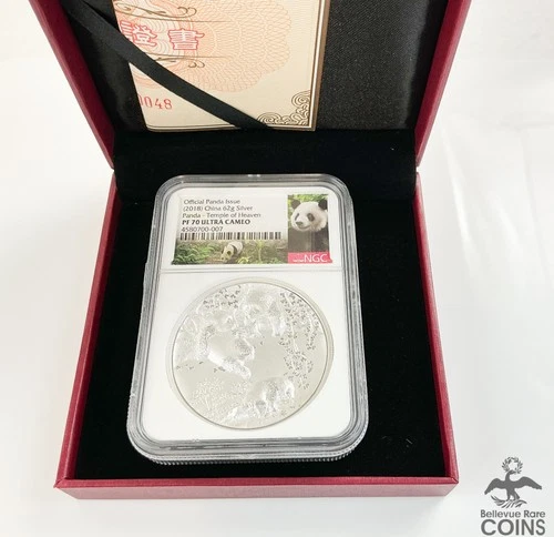 2018 China Temple of Heaven 62g Silver PANDA Medal NGC PF70 Ultra Cameo + OGP