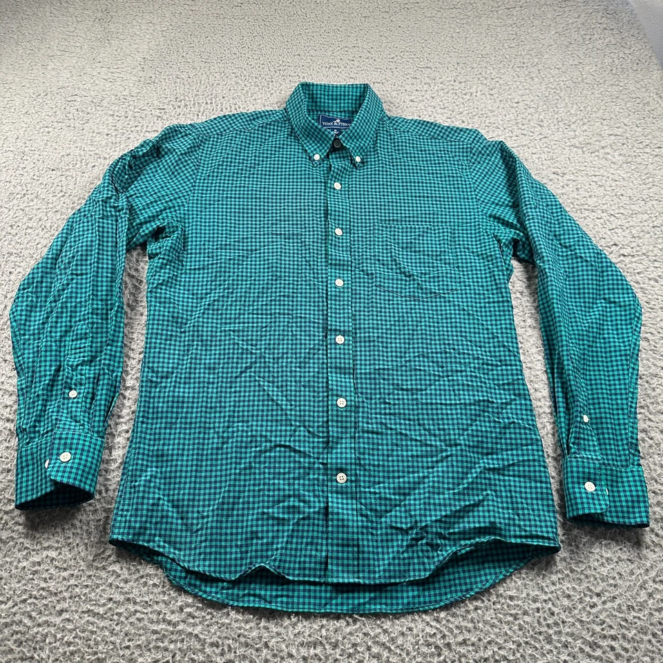 Wool & Prince Shirt Mens M Green Blue Check Long Sleeve Button Up 100% Wool - Image 2 of 4