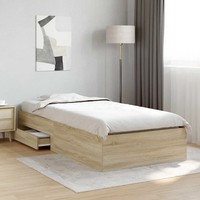 Bettrahmen Mit Schubladen Braun 90 X 190 Cm Holzwerkstoff