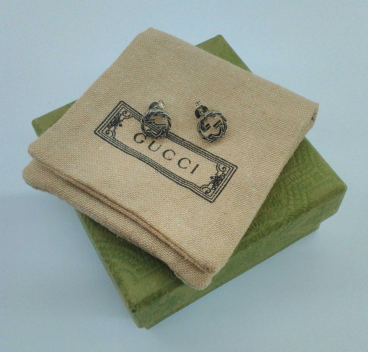Authentic Gucci Interlocking G Stud Earrings Ster… - image 1
