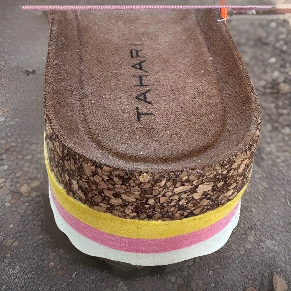 Sandalias Tahari Coriel Niñas Pequeñas Talla 13 Apiladas Suela de Corcho y Plantilla de Gamuza Nuevas con Etiquetas Foto 3 de 4