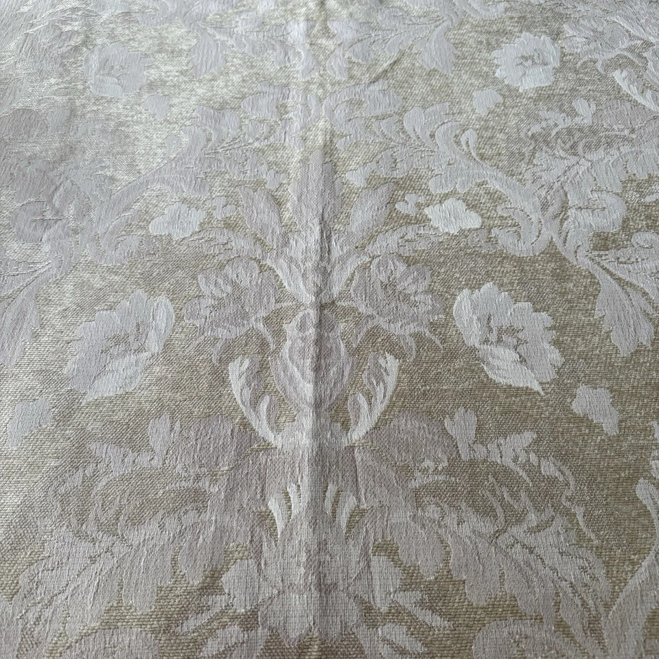 VTG Damask Floral Scroll Decorative Upholstery Fabric Textured Beige Gold 2 Yd - Image 4 of 4