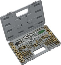 40 Piece Titanium Metric Size Steel Tap  and Die Tool Set Kit