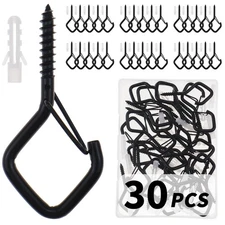 30 PCS Cup Screw-In Hanger Hooks with Safety Buckle, Windproof Screw Hooks