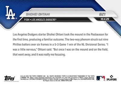Shohei Ohtani 1st Postseason Win 2025 MLB Topps NOW Card 821 | eBay