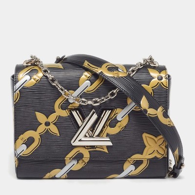 Louis Vuitton Twist MM Black Chain Flower Epi Leather Shoulder Bag
