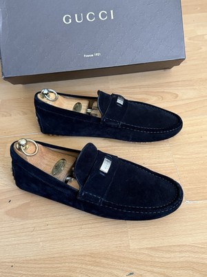 Gucci Herren Schwarz Wildleder Leder Halbschuhe Schuh Uk 6