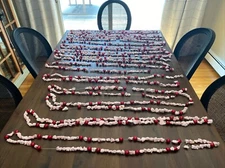 Vintage Mr. Christmas 1970 Faux Pink Popcorn Christmas Tree Garland - 14 Strands