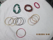 Vintage Lot of 13 Mixed Braclets Various Size, Styles and Metals/Materials 
