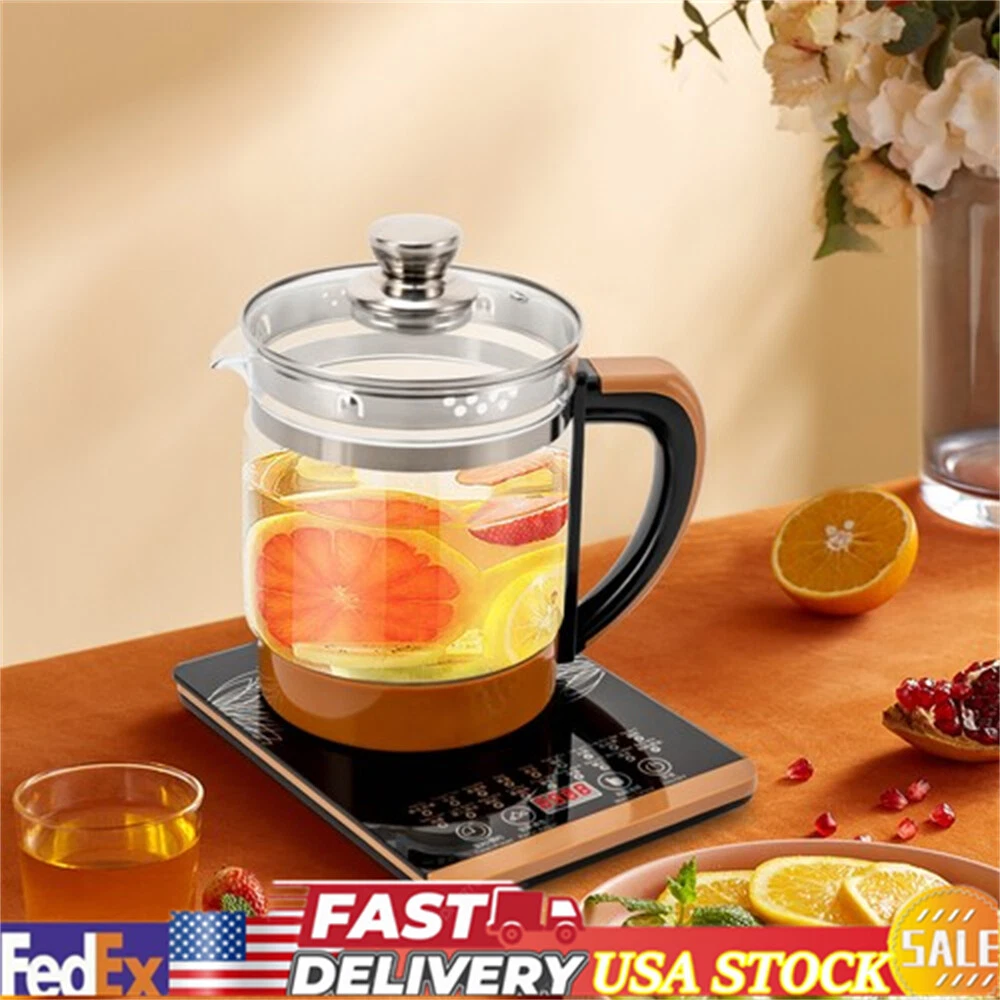 800W Electric Kettle Glass 1.5L Hot Tea Water Boiler With Digital Heating Base