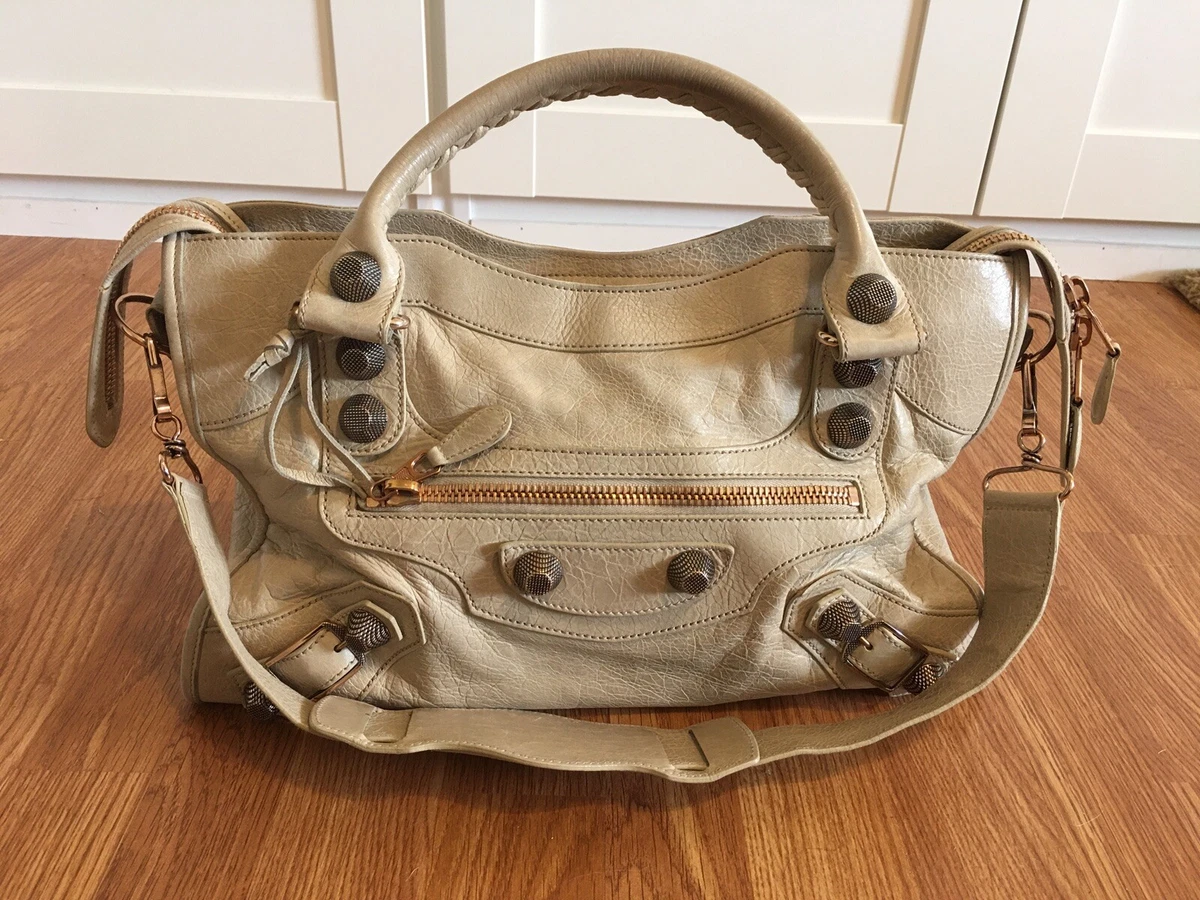 Balenciaga City Bag 21 Rose Gold Hardware Praline Beige Color Purse