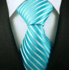 Scott Allan Men's Turquoise Blue Striped Necktie