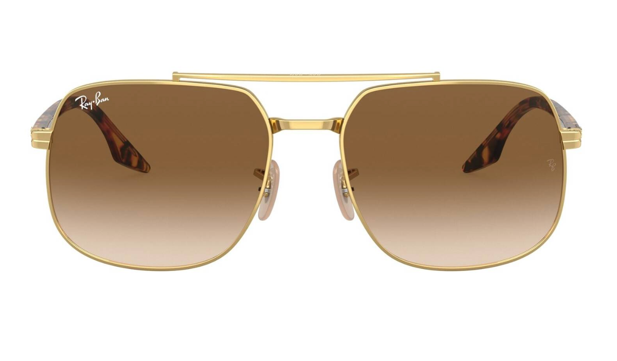 New Ray-Ban RB 3699 001/51 59-18 Gold & Tortoise Sunglasses Brown