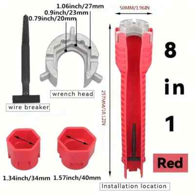 8 in 1 Waschbecken Installer Schlüssel Spülenschlüssel Sink Faucet Installer DE