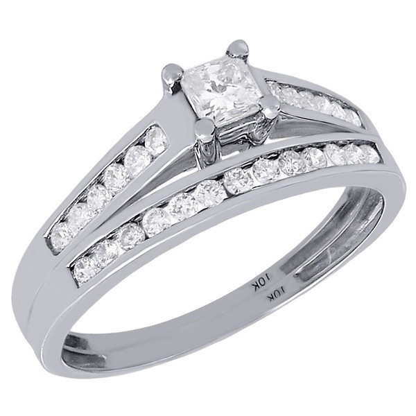 Solitaire Diamant Hochzeit Braut Set 10K WeißGold Verlobungsring 1/2 Karat-image