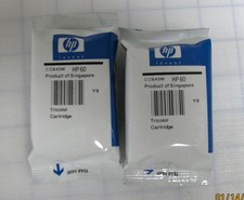 2 Pc Genune Hp 60 CC643WN Tri-color Ink Cartridge for deskjet D1660 D2530 D2545