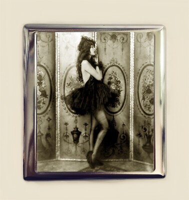 Flapper Ballerina Cigarette Case Business Card ID Holder Art Deco Glamour