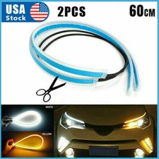 2 PCS 60cm LED DRL Light Sequential Flexible Turn Signal Strip For Headlight