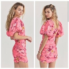 LoveShackFancy Minerva Mini Corduroy Dress NWT Floral Puff Sleeve Ruched