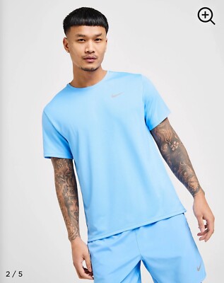 Nike Miler Dri-Fit UV Laufen Herren T-Shirt Größe Large DV9315 412 neu mit Etikett UNC blau