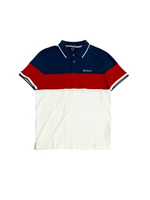 Ben Sherman Men's Short Sleeve Color-block Polo Shirt Coconut Milk, M