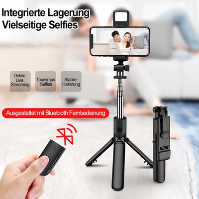 Bluetooth Selfie Stick Stativ mit Licht Handy Stativ Halterung mit Fernbedienung