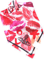 Vivienne Westwood Japan Handkerchief Lip Orb XO Print Orb Embroidered White 50cm