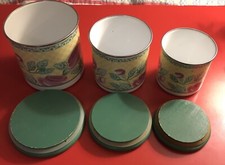 Villeroy & Boch Rosa Rosa Floreale Giardino Smalto Metallo Barattolo 3 Pezzi