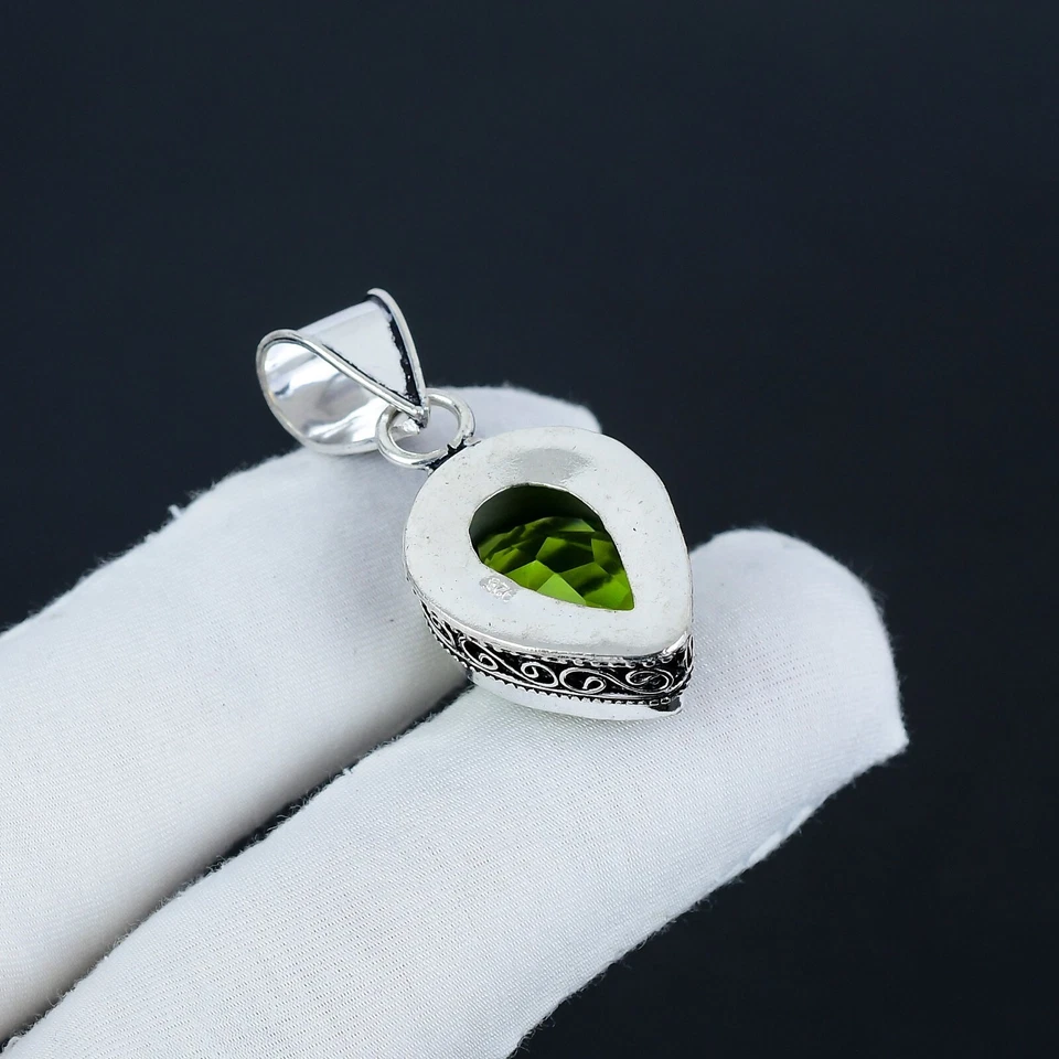Peridot Gemstone Handmade 925 Sterling Silver Pendant August Birthstone - Image 3 of 4