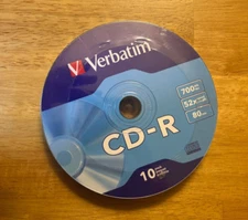 New Verbatim Blank CD-R 10 Pack 700MB/80min/52X Compact Disc Recordable CD