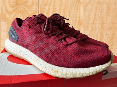 Adidas PureBoost Mens 12.5 Burgundy Red Athletic Running Shoes Sneaker BA8895