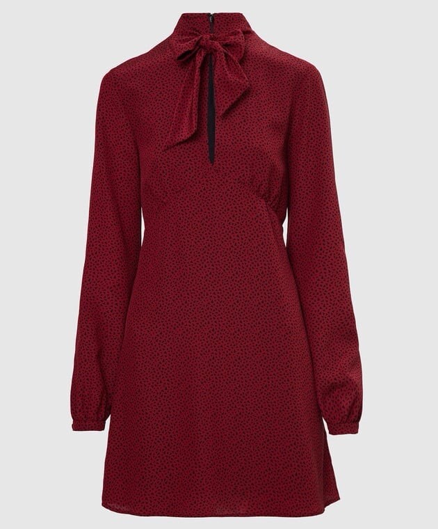 Abito corto in seta con fiocco rosso SAINT LAURENT FR42 NUOVO