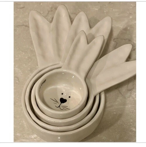 New Bunny rabbit Ceramic Measuring cups, rabbit ear handles, bunny rabbit face!