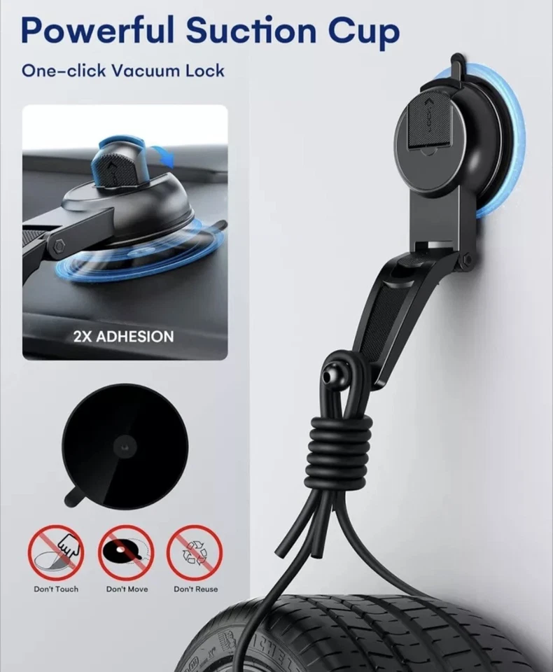 ZeeHoo 15W Fast Wireless Car Charger Power Grip CC70 Black Suction Cup Vent Moun - Image 4 of 4