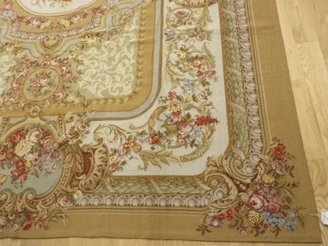 Fine French Hand Woven Aubusson Design-Needlepoint Rug , 8x10 Ft 100% Wool- - Image 3 of 3