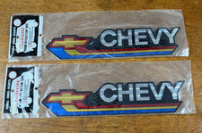 2 Vintage Chevy Bowtie Logo Prism Decal Bumper Sticker 1 Damaged 10 1/4" x 2 3/8