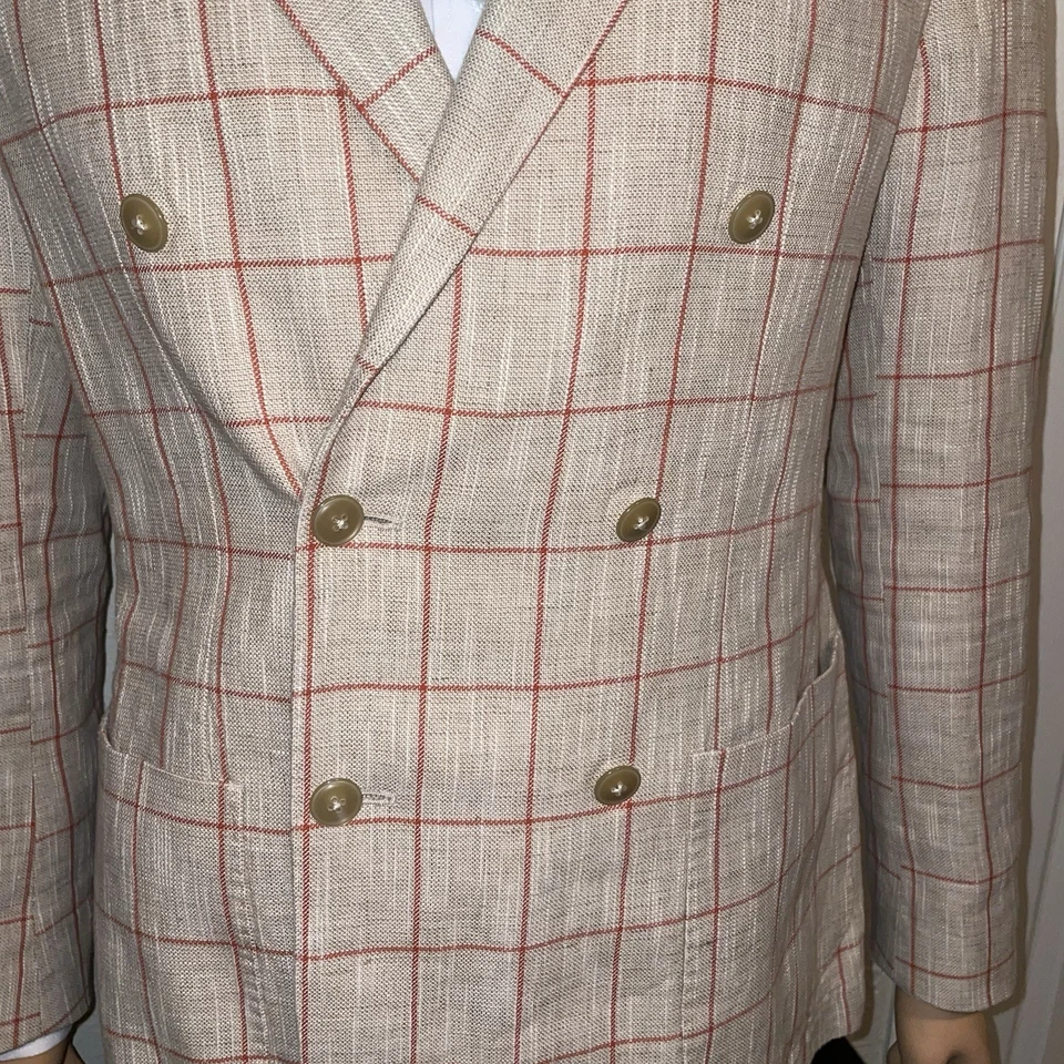 Blazer para hombre LBM 1911 sin forro ventana mezcla de algodón y lino talla 42R calce ajustado Foto 2 de 4